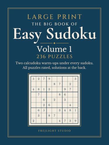 Front cover of The Big Book of Easy Sudoku, Volume 1 in dark blue with a sudoku grid
